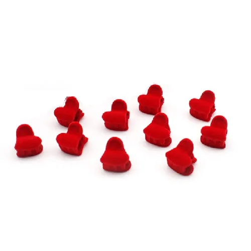 Vista 3 de 30 pinzas de terciopelo rojo para el cabello, con forma de corazón, flor, flequillo, pinzas pequeñas para el cabello, pinzas de plástico
