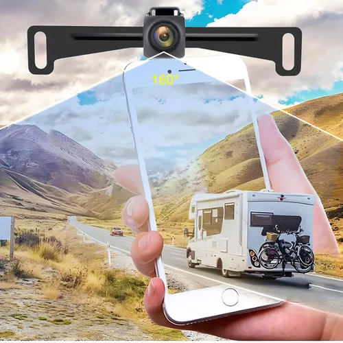 Vista 8 de YEOIZO Cámara inalámbrica de respaldo de matrícula para coche/SUV - Sin perforaciones WiFi HD vista de 160°, cámara de visión trasera/reversa