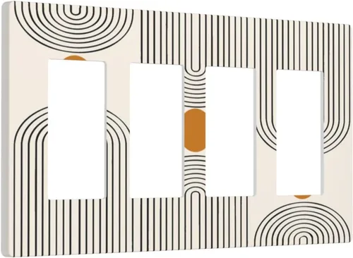 Vista 125 de Placa de Interruptor de Luz de Palanca Única Abstracta en Negro, Blanco y Gris, Cubierta de Tomacorriente, Placa de Pared Decorativa de Un