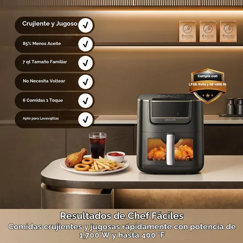 Vista 2 de Dreame Freidora de aire grande de 7 cuartos de galón, SmartSteam, 6 en 1