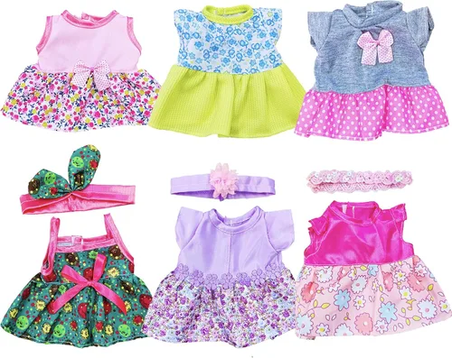 Vista 8 de Ropa de muñeca de bebé – 6 juegos de ropa de niña, vestido de bebé, accesorios para muñecas de 10, 11 y 12 pulgadas.