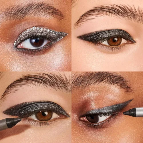 Vista 3 de Wonderskin Lápiz delineador de ojos, 1440 de larga duración con purpurina azul, impermeable, afilable y a prueba de manchas (azul ostra)