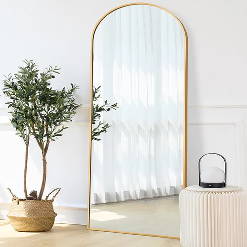 NeuType Espejo arqueado de longitud completa de 71 x 24 pulgadas, espejo dorado de pared de cuerpo entero, espejo de piso, espejo de baño, espejo
