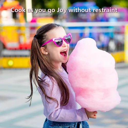 Vista 6 de Máquina eléctrica de algodón de azúcar de 1000 W, máquina comercial de algodón de azúcar con cuenco de acero inoxidable y cuchara de azúcar, máquina