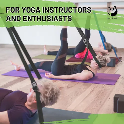 Vista 7 de Correa de yoga Slim Panda para estiramiento, Correa de yoga de algodón con hebilla ajustable en forma de D, Correa de yoga no elástica para pilates