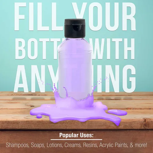 Vista 4 de U.S. Art Supply Botellas de plástico PET de 8 onzas con tapa abatible, sin BPA, aptas para alimentos, plástico de grado médico, pintura acrílica