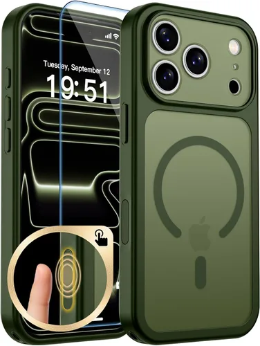 Vista 9 de zapica Funda magnética para iPhone 15 Plus y iPhone 14 Plus, con protector de pantalla de vidrio templado, compatible con MagSafe, translúcida mate