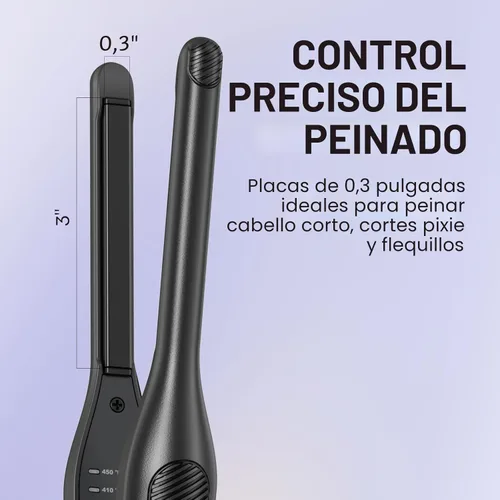 Vista 2 de Wavytalk Plancha plana pequeña de 3/10", Plancha plana de lápiz para cabello corto, corte de duendecillo y flequillo, rizador de pelo para cabello