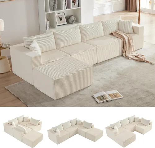 Vista 53 de Weture 95''Modular Sectional Sofa with 1 Chaise and 1 Ottoman, Boneless couches for Living Room Furniture,Comfort U Shaped Sofa， Deep Seat Corner