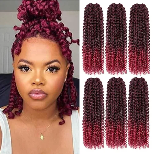 Vista 10 de Cabello de estilo Passion Twists de 14 pulgadas, cabello ondulado de ganchillo para mujeres negras, cabello rizado bohemio para trenzas de mariposa