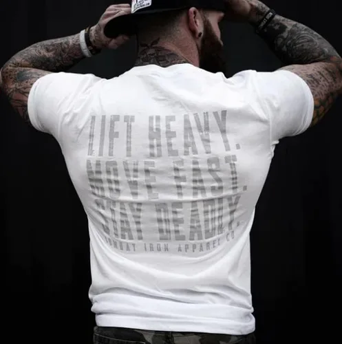 Vista 2 de Lift Heavy, Move Fast, Stay Deadly - Camiseta de manga corta para hombre