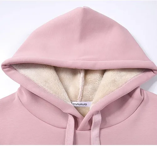 Vista 3 de Malajisi Sudadera con capucha para mujer, forro polar, sherpa, para invierno, casual, ajuste holgado