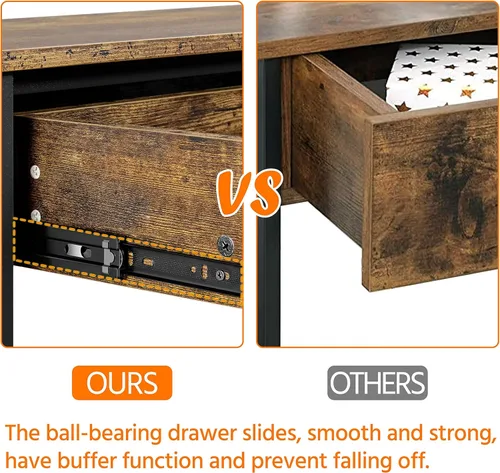 Vista 16 de Yaheetech Mesa consola con tomas de corriente y puertos USB, mesa de entrada de madera con cajón y estantes abiertos, mesas de sofá estrechas