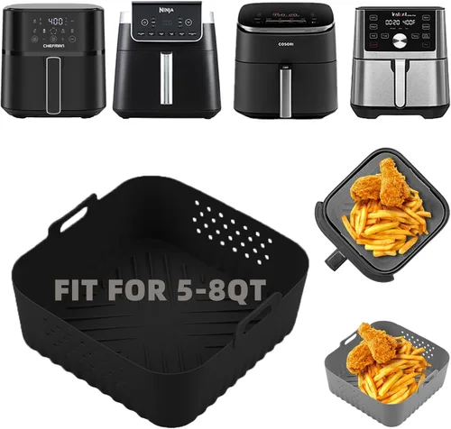 LYHOLKEER Forros de silicona para freidora de aire Chefman de 6 cuartos de galón, Instant Pot Vortex Plus 6QT XL, 1 cesta cuadrada de silicona
