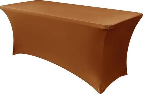Vista 57 de Obstal Funda de mesa de elastano elástica de 4 pies para mesas plegables estándar, paquete de 2 manteles rectangulares universales ajustables