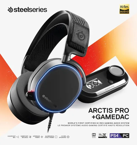 Vista 10 de SteelSeries Arctis Pro + GameDAC – Auriculares con cable para juegos – Certificado de audio de alta resolución – DAC y amplificador dedicado