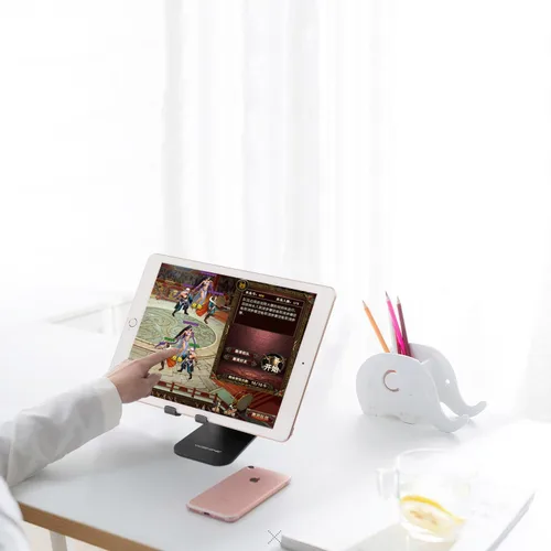 Vista 9 de YOSHINE Soporte para teléfono celular, soporte de teléfono mejorado para escritorio, soporte ajustable para tableta, soporte plegable de aluminio