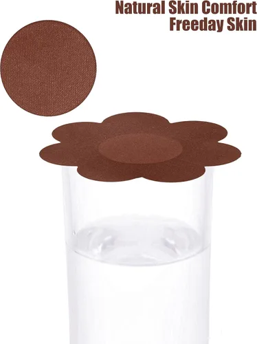 Vista 5 de SATINIOR Cubiertas para pezones desechables con adhesivo redondo de pétalos de corazón (v) (marrón, 30), mediano, Marrón