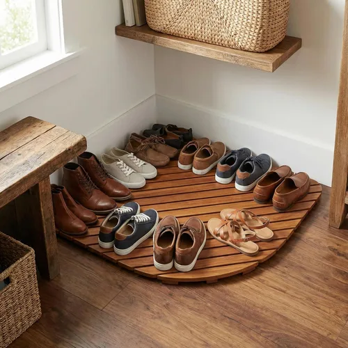 Vista 7 de Bare Decor Dania - Tapete esquinero para ducha, 24 x 24 pulgadas, madera de teca maciza y acabado aceitado