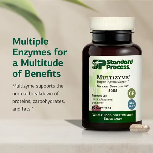 Vista 3 de Standard Process Multizyme - Suplemento de enzimas pancreáticas para apoyar la descomposición de proteínas, carbohidratos y grasas, soporte