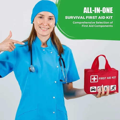 Vista 7 de Kit de primeros auxilios – 96 piezas compactas, ligeras, portátil, bolsa de seguridad para trauma, kit de supervivencia de emergencia,