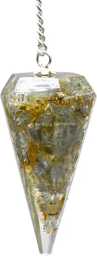 Vista 41 de Péndulos de cristal de orgón de amazonita de Amazing Gemstone para adivinación y radiestesia, péndulo de cristal con verdadero movimiento