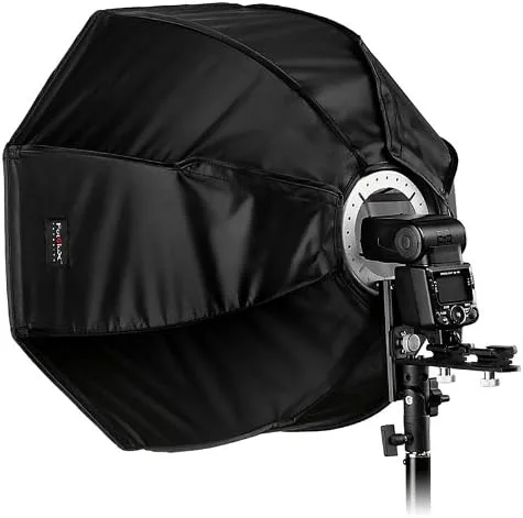 Vista 6 de Fotodiox EZ-Pro Flash Softbox K50 20" (50 cm) Octágono para Nikon, Canon, Vivitar, Sunpack, Nissin Flash y más