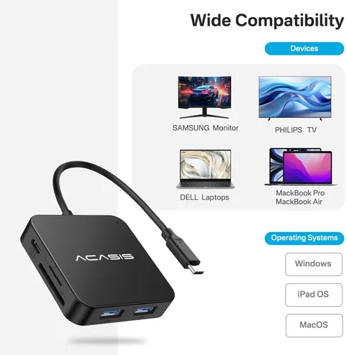 Vista 7 de Hub USB C, concentrador USB tipo C multipuerto con HDMI 4K, entrega de potencia de 100 W 3 puertos USB 3.0 1 puerto tipo C 3.0 Adaptador