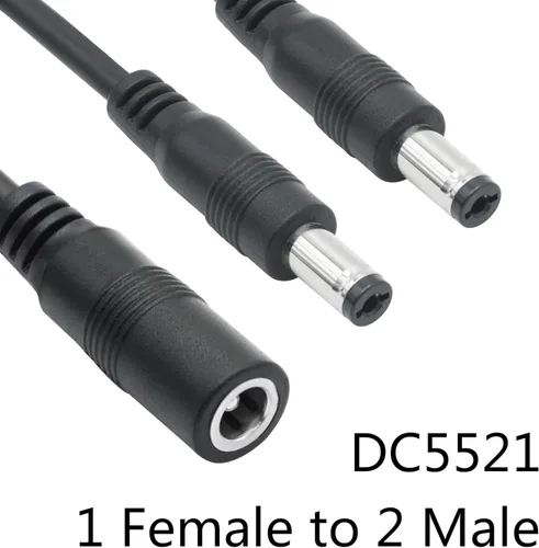 Vista 2 de Cable divisor de corriente continua 1 hembra a 2 macho, 1.5 ft/18 pulgadas DC 0.217 in x 0.083 in cable adaptador divisor Y, para vigilancia