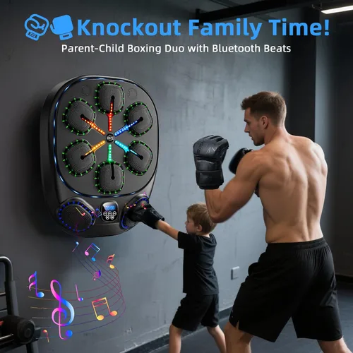 Vista 4 de Music Boxing Machine with LED Lights & Bluetooth Speaker – Interactive Punching Bag for Fitness, Rhythm Training & Stress Relief – Home Gym