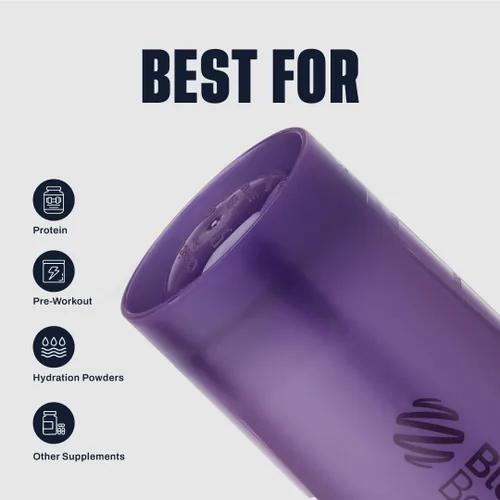 Vista 4 de BlenderBottle Classic V2 - Botella mezcladora perfecta para batidos de proteínas y antes del entrenamiento, 28 onzas (paquete de 2), rosa y morado