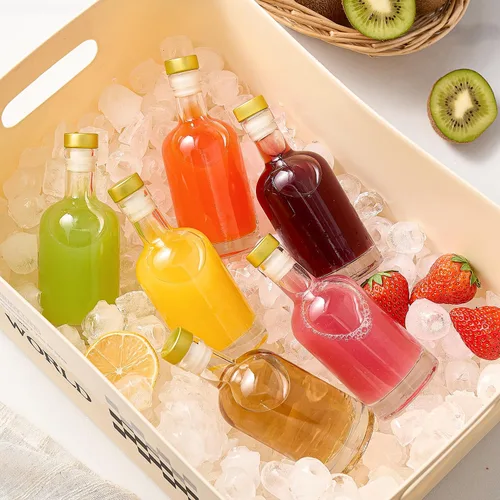 Vista 5 de Danmu Paquete de 20 botellas de vidrio con tapas, herméticas de 3 onzas, a prueba de fugas, base gruesa, botellas de vidrio de 3.4 fl oz con corcho