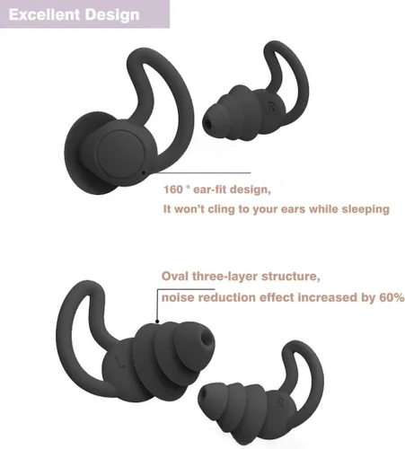 Vista 3 de FERNIDA Tapones para los oídos para reducción de ruido, tapones para los oídos reutilizables de silicona antirruido para dormir, ronquidos, viajes