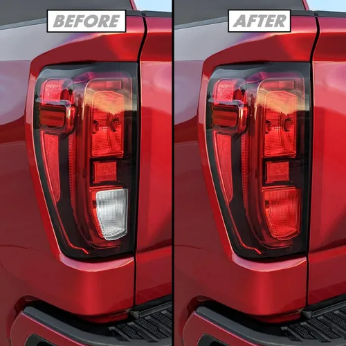 Vista 6 de SlickMod Tinte de Vinilo Ahumado Precortado para Luz Trasera GMC Sierra 1500 2019-2023 (No LED) (20% Humo Oscuro, 1. Luz Trasera)