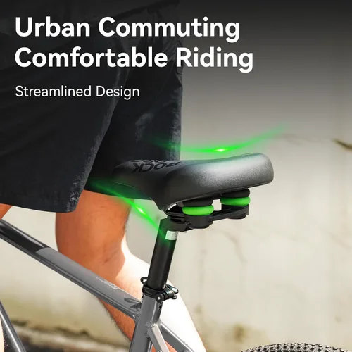 Vista 6 de ROCKBROS Asiento de bicicleta para hombres y mujeres, cómodo y absorbente de golpes, impermeable, asiento de bicicleta ancho compatible