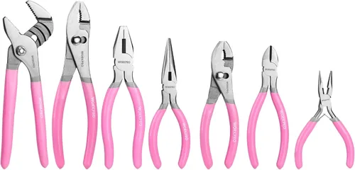 Vista 9 de Juego de alicates WORKPRO de 7 piezas con junta de ranura, nariz larga, junta deslizante, línea y alicates diagonales para bricolaje y uso doméstico