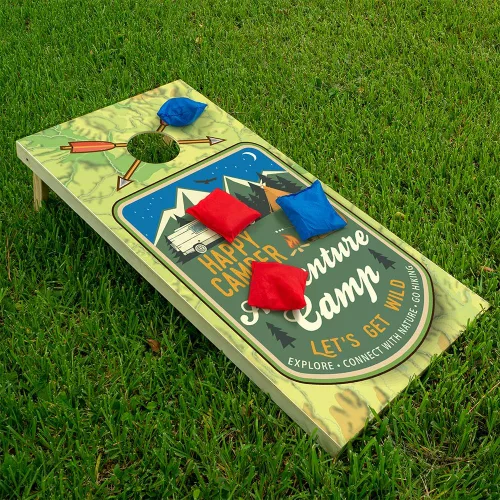 Vista 3 de Cornhole Board Wraps and Decals for Boards Set of 2 Skins Professional Vinyl Covers Sticker Happy Camper Adventure Camp Let's Get Wild Explore