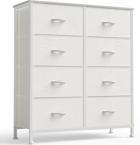 Vista 11 de OLIXIS Cómoda de almacenamiento de 9 cajones con tapa de madera - Organizador de cómoda de tela ancha para dormitorio, clóset, sala de estar