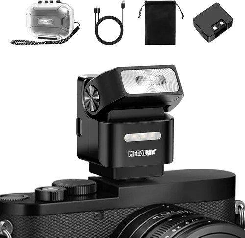 MEDALight F2 Mini Flash de Cámara 2.4GHz Inalámbrico para Fuera de la Cámara para Canon/Sony ZV1/Fuji/Nikon/Ricoh Gr3/Cámara Digital/Flash de Zapata