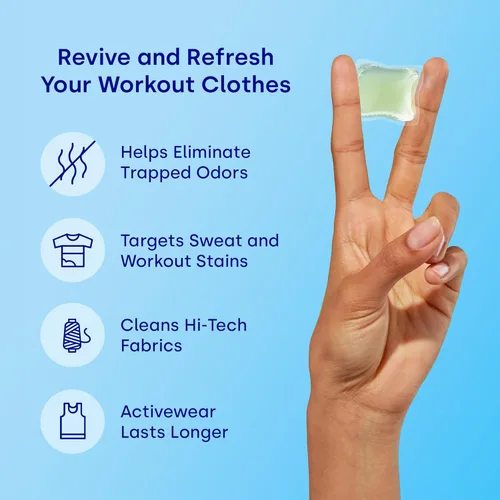 Vista 3 de Dropps Activewear Biobased Power Laundry Detergent Pods, Crisp Breeze (64 unidades) - Cápsulas de detergente para lavandería que combaten manchas