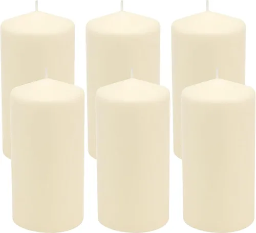 Stonebriar - Paquete de 6 velas de pilar altas de 3 x 6 pulgadas con 65 horas de combustión larga sin perfume de cera de marfil