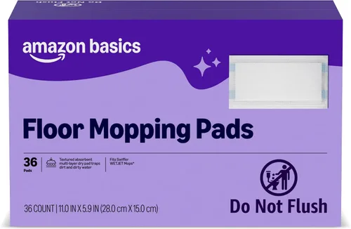 Amazon Basics Almohadillas húmedas para limpieza de suelos, superabsorbentes, se adaptan a los sistemas de trapeador Swiffer WetJet, 36 unidades