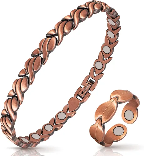Vista 12 de Mahnco Pulsera magnética de desintoxicación linfática, pulsera de titanio para mujer, anillo de drenaje linfático y pulsera con 3500 imanes Gauss