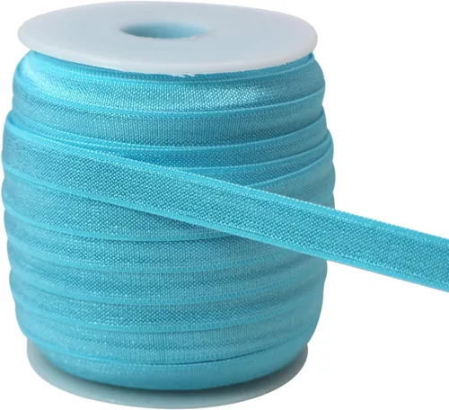 Vista 12 de Banda elástica de satén para coser de 3/8 pulgadas, rollo de cinta elástica brillante con cordón elástico plano para ligar el cabello, diadema