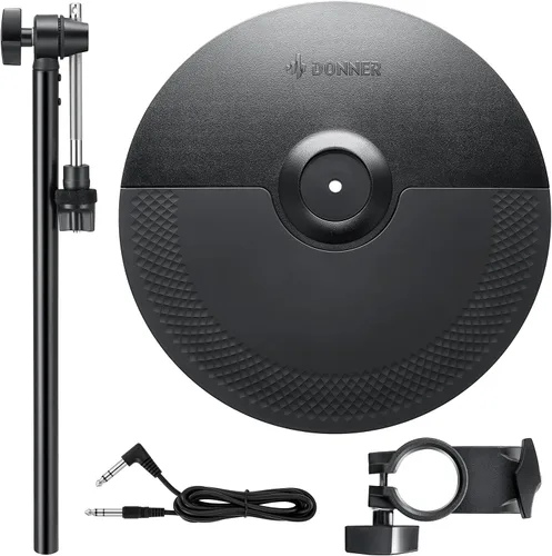Donner Juego de platillos con sordina con platillos de 12 pulgadas y soporte de platillos para kit de batería electrónica, soporte de metal de