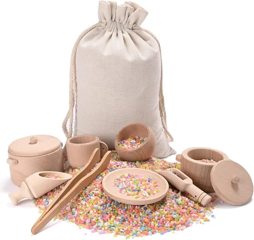 Sensory Bin Toys for Toddlers - Montessori & Waldorf Pretend Play Dish & Tongs - Fine Motor Learning Toys for Sensory Table Activities