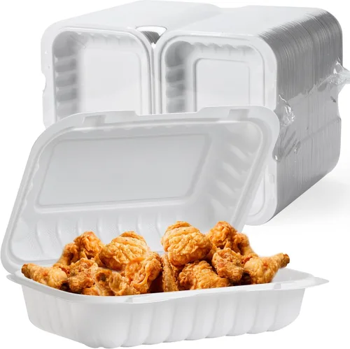 Vista 8 de Recipientes para alimentos de 7.8" 30 onzas, paquete de 65 unidades, plástico de polipropileno relleno mineral sin BPA, 3 compartimentos envoltorio