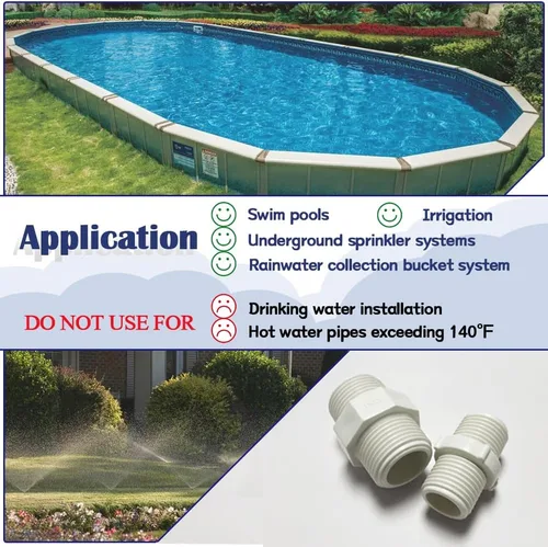 Vista 6 de 2 unids 1-1/2 "PVC accesorios de tubería pezón G1-1/2 X G1-1/2 macho a macho conector adaptador de acoplamiento de rosca HE023-1-1/2