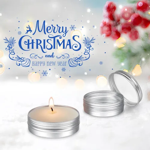 Vista 8 de Latas de aluminio, 24 recipientes redondos de metal de 1/2 oz, tapa de rosca, pequeños frascos de viaje para velas, ungüentos, cosméticos, especias