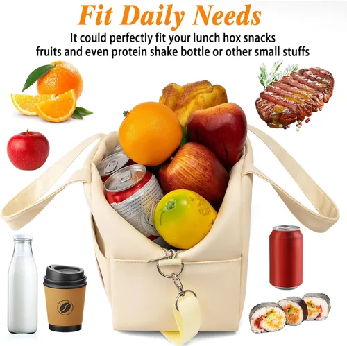 Vista 6 de Bolsa de almuerzo para mujer, lonchera aislada personalizada para adultos con correa ajustable para el hombro, reutilizable, congelable, lonchera